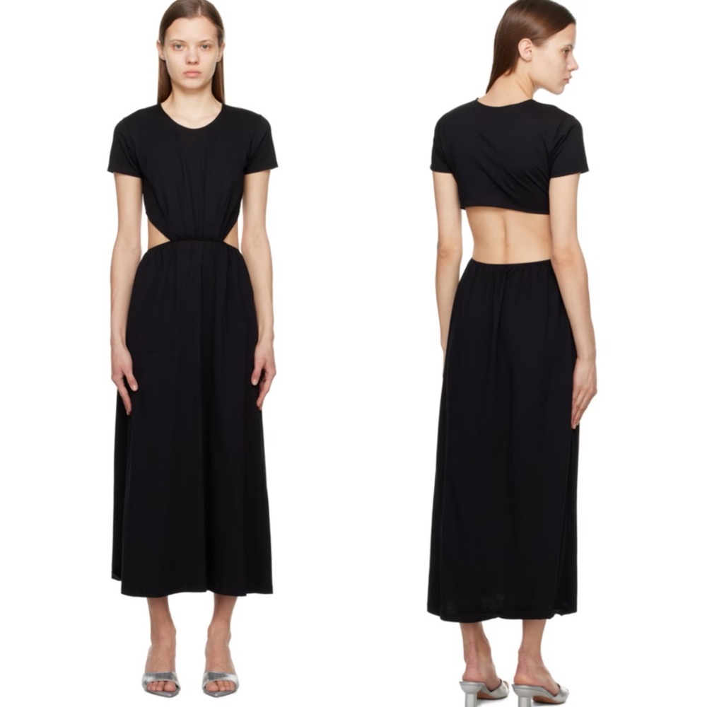 LouLou Studio Black Seram Midi Black Dress size xs